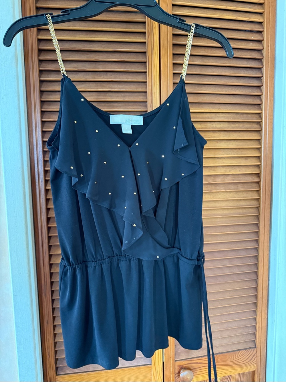 Michael Kors, black Cami with chain accent